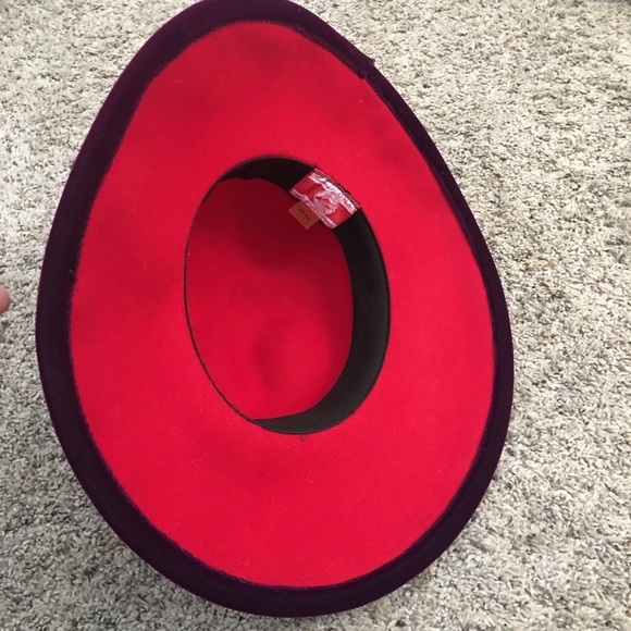 Scala Red Hat Society Wool Hat w/ Purple Flower main image 5